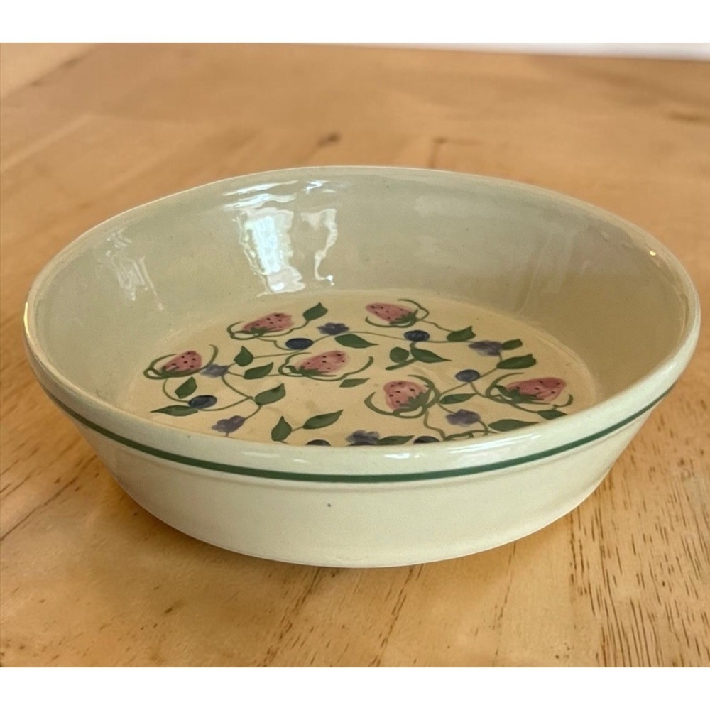 Alpine Pottery Roseville Ohio 1999 Strawberry Blueberry Stoneware Pie Dish 8"